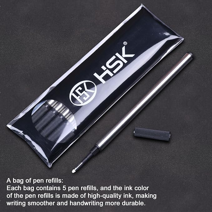HSK Luxury Ballpoint Pens gift Pen Black Refill Line width 0.5mm,Best Ball Pen Gift Set for Men & Women Professional Executive,Office,Nice Pens Classy Gift Box (White)