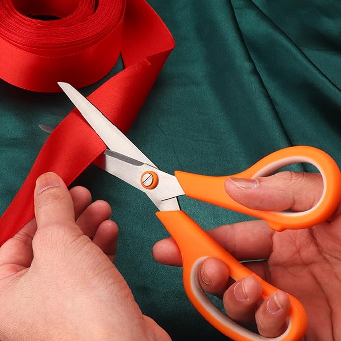 Black 6 Scissors Pack, Rkqoa 8" All Purpose Scissor - High Performance and Designed for Everyday use, Stainless Steel Shears Set with Comfort Grip, Right/Left Handed