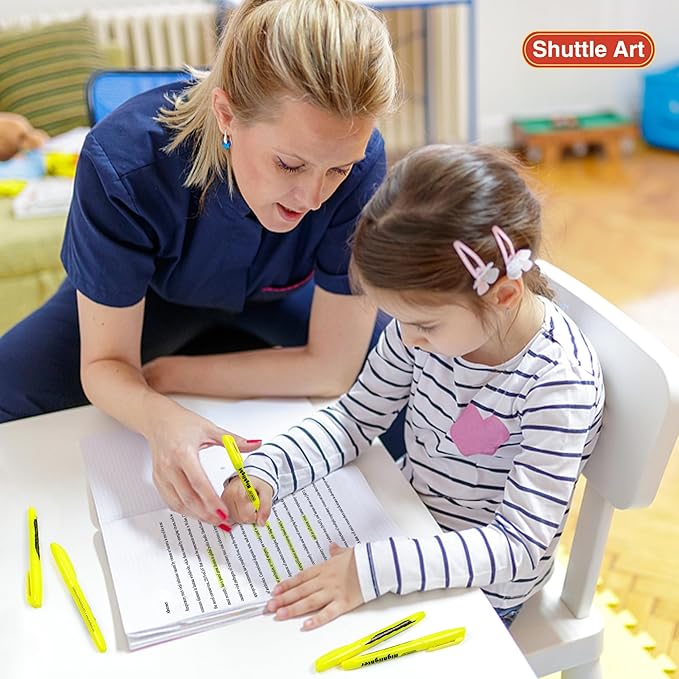 Shuttle Art 70 Pack Highlighters, Yellow Highlighters with Versatile Chisel Tip, Highlighter Markers Bulk in Vibrant Color for Highlighting as Office, School Supplies