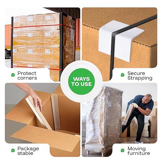 IDL Packaging - CEP-9-M Cardboard Edge Protector 2" x 2" x 9", Pack of 50 – White Kraft Cardboard Corner Protectors for Shipping – V-Board Reinforced Pallet Edge Protector