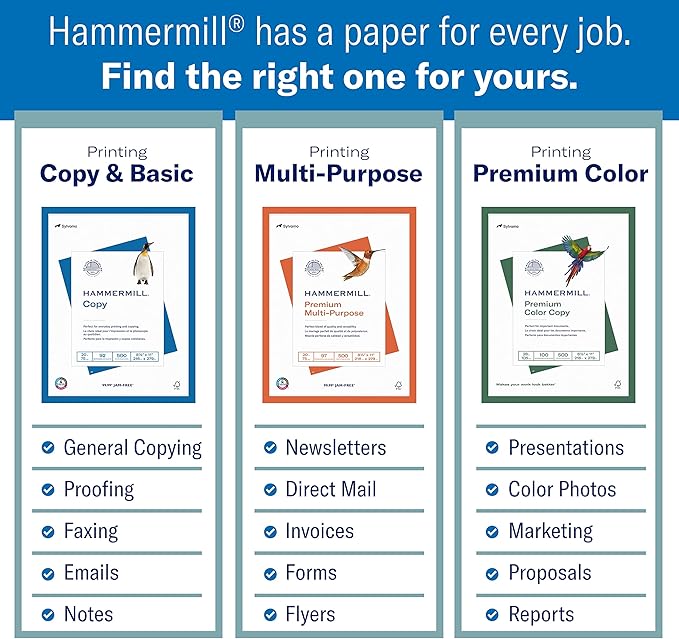 Hammermill Printer Paper, Premium Color 32 lb Copy Paper, 12 x 18 - 3 Ream (1,500 Sheets) - 100 Bright, Made in the USA, 106127C