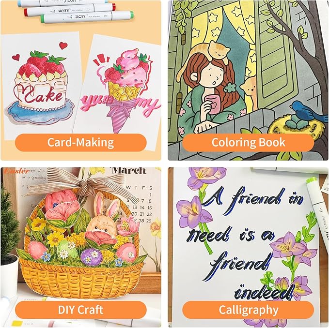 Alcohol Markers Brush and Fine Tip 50 Colors Dual Tips Art Marker Set Alcohol-based Sketch Pens with Carrying Case，Non-Bleeding Pad for Art Enthusiast Adults Coloring Illustration