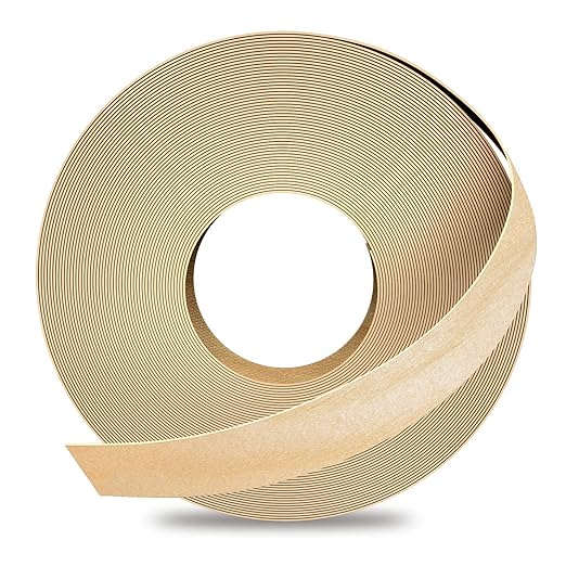 GSCIT Club Birch Edge Banding, 13/16 inch x 50ft roll of Wood Veneer Edge Banding Preglued Flexible, Wood Tape Banding for Cabinet Repair Plywood