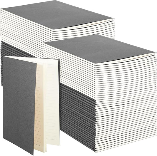 100 Pcs Kraft Notebook Journals 5.5 Inch x 8.3 Inch A5 Softcover Notebooks Bulk for Writing Sketch Office Notepad with 60 Pages 30 Sheets (Multicolor,Lined)(Grey,Lined)