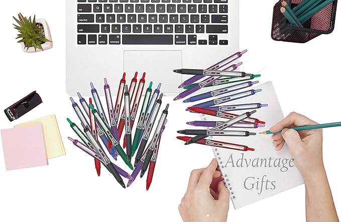 Precise V5 RT Retractable Rolling Ball Pens, Extra Fine Point (.5mm), Assorted Colors Black/Blue/Red Ink, 4-pk; Premium Comfort Grip, Bundle with Plastic Reusable Pouch