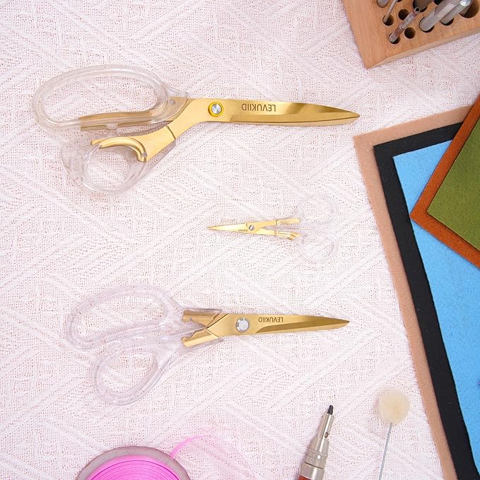 9 Inch All Purpose Scissors for Adults - Ins Style Clear Handle, 2Cr13 Stainless Steel Sharp Blade - Ideal for Fabric Crafts, Tailor's Shears - All-Purpose Fabric Scissors, Crafting & Office