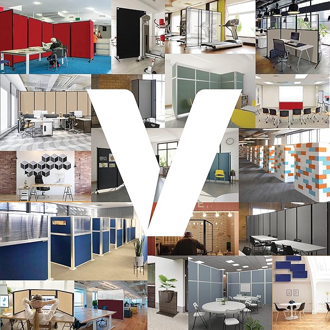 Versare Workstation Partition | Portable Wall Divider | Modern Office Cubicle | Free Standing Privacy Screen | Flexible Work Space | 66" x 70" Slate Fabric Panels